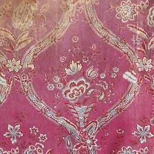 52x32 Timeworn Printed Linen Antique French Pink Fabric C1870