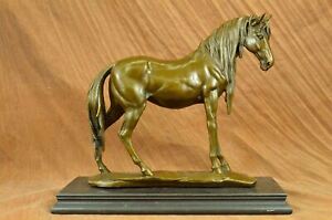 Wild Horse Galloping Stampede Mustang Bronze Marble Statue Ranch Western Deal