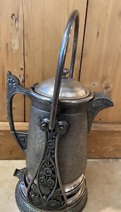 Vintage Reed Barton Water Pitcher Coffee Pot Ornate Silver Plate Tilting