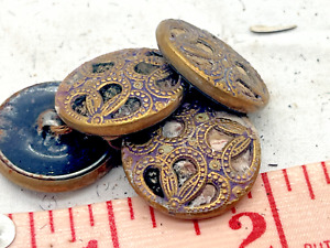 Antique Buttons Brass Cut Out Victorian Large Lot 4 Dress Fancy 1800s Fancy