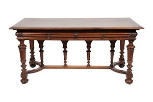 Late 19th C American Walnut Renaissance Revival Library Table Desk Af5 162 