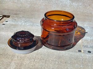 1970 S Apothecary Spice Jar With Lid Dark Amber Brown 4 Tall