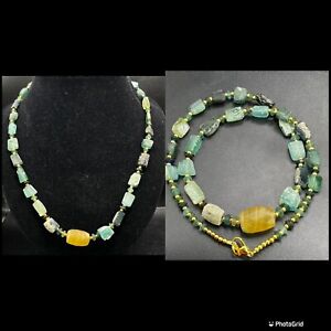 Beautiful Ancient Roman Glass Beads With Flourite Stone Wonderful Necklace