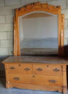 Beautiful Antique Victorian Dresser With Mirror Gorgeous Carved Details Large