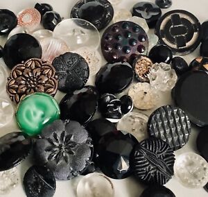 Vintage Antique Glass Buttons Lot 50 