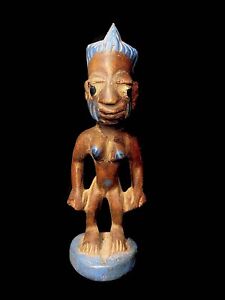 African Tribal Art Wooden Carved Statue Tribal Wood Female Figure Yoruba 6551