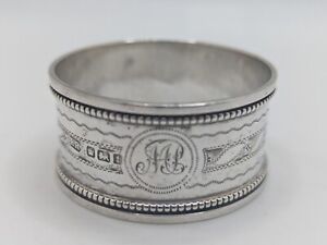Antique English Sterling Silver Napkin Ring Mp Initials Engraving Dated 1911