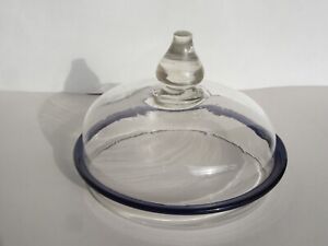 Antique Mid 19th Century Pittsburgh Glass Blue Band Lg Apothecary Jar Lid
