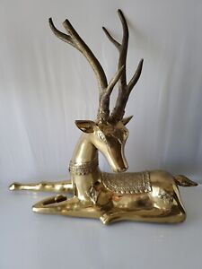 Brass Deer By Sarreid 20 Tall Vintage 1970 S