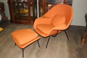 Original 1950 S Mcm Vintage Eero Saarinen Knoll Womb Chair Ottoman Very Nice