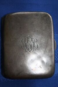 Vintage Sterling Silver Cigarette Case With Monogram Initials On Front