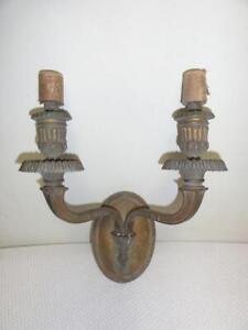 Antique Arts And Crafts Mission Bronze Wall Sconce 2 Branches