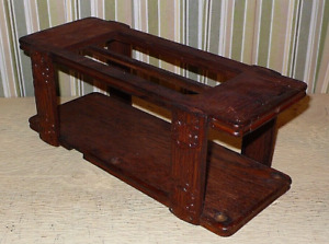 Antique Ornate Carved Wooden Treadle Sewing Machine Cabinet Drawer Rack