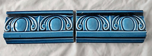 A Pair Of Blue Architectural 6 X 3 Inch Antique Tiles