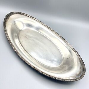Silver Plated Oval Tray Bread Serving Vanity Trinkets 13 Vintage