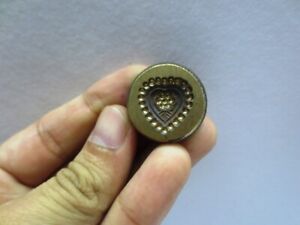 Vintage Brass Jeweller Making Tool Mould Stamp Heart Shape Folk Design Imprint