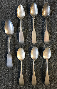 Daniel Low Co Sterling Silver Spoons Engraved 7 Pieces Antique Used