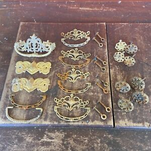Vintage Reproduction Brass Dresser Pulls Knobs Parts Mixed Lot