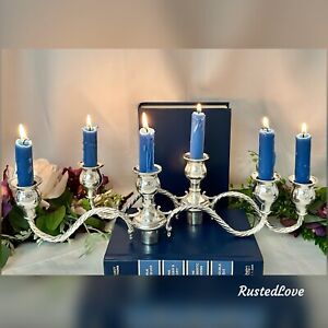 Stieff Sterling Silver Candle Holder Arms Vintage 3 Arm Candlesticks S 57 Pair