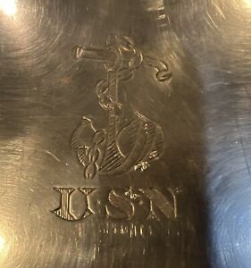 Vintage 22 Usn U S Navy Silver Plated Fouled Anchor Large Serving Tray Platter