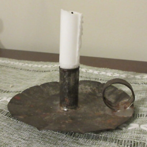 Vintage Handmade Pennsylvania Signed Tin Chamberstick Candle Stick D Stailey