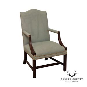 Hickory Seating Chippendale Style Mahogany Frame Lolling Armchair