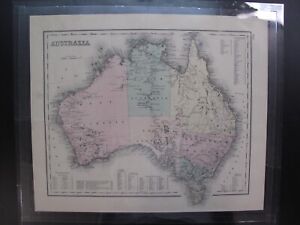 Antique Hand Colored Map Of Australia Van Diemen Land New South Wales 1875