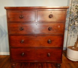 Antique Mahogany Cedar Pine 5 Drawer Chest Dresser Early 1800 S