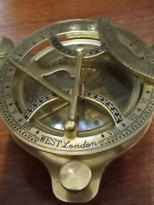 Vintage West London Maritime Antique Sundial Compass Brass Nautical Man Gift Vg
