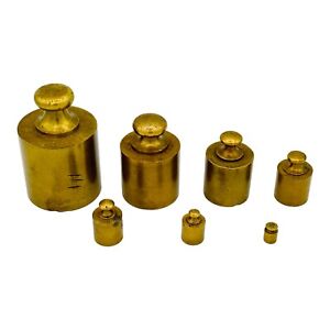 Antique Brass Weights Set Of 7 10 Grams To 2000 Grams