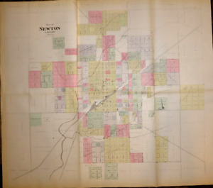 1887 Map Newton Kansas Large City Map 32 X 36 Free S H 003