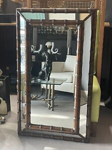 Splendid Vintage Faceted Bamboo Framed Mirror By Sarreid Ltd