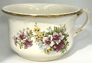 Antique Maddocks Lamberton Works Royal Porcelain Floral Chamber Pot W Handle