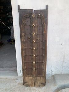 Antique Old Handcrafted Wooden Door Rajasthan Front House Door With Brass Knobs