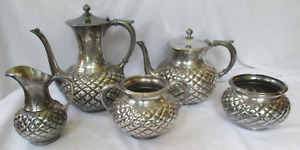 Antique 1800 S Meriden Britannia Quadruple Silverplate Coffee Tea Set
