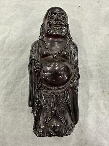 Vintage Chinese Dark Cherry Amber Bakelite Carved Buddha Figurine 200gr Tested