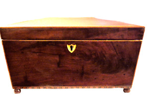 Georgian Period 1800 S Style Shell Cartouche Mahogany Sarcophagus Tea Caddy