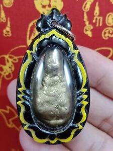 Leklai Gold Lp Somporn Thong Pla Lai Blessed Holy Rich Wealth Money Thai Amulet