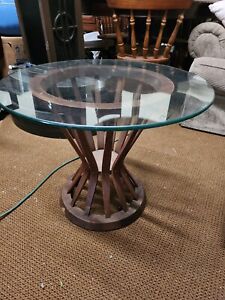 Wormley Dunbar Mid Century Sheaf Of Wheat Side Table Vintage End Glass Top