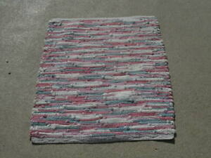 Vintage Hand Woven Towel Rag Rug Mat Rug 24 5x31 5 Ln Bluegreen Ivory Pink Red