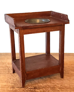 Antique Handmade Salesman Sample Wash Stand Dry Sink Wood 5 Tin Bowl Folk Art