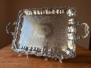 Sheridan Vintage Large Silver Plated Victorian Style Serving Platter Tray