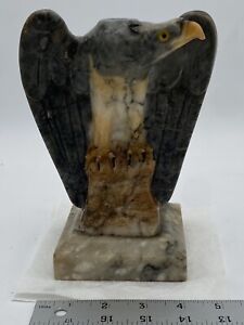Vintage Alabaster Marble American Eagle Figural Lamp Base 