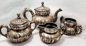 Meriden Britannia Company Silverplate Quadruple Plate 1985 Teapot Set Usa Made