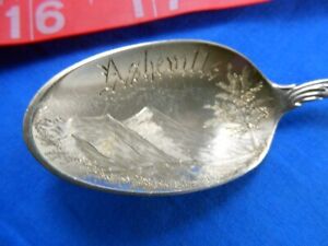 5 Asheville North Carolina Mountains Antique Sterling Silver Souvenir Spoon