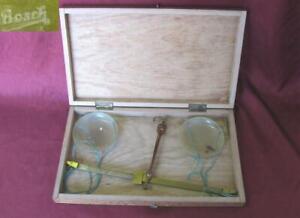 19c Antique Medical Apothecary 10g Bronze Scales Boxed W Celluloid Cups Bosch