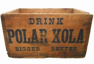 Rare Polar Kola Salem Ma Vint Blue Ink Stmpd Wood Box Soda Advrt Shipping Crate