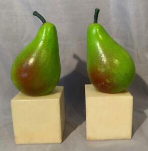 Raymor Mid Century Alabaster Pear Bookends Italy Nice 