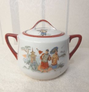 Antiques Sugar Bowl Chinoiserie Porcelain Dulevo 1920 1930 Former Kuznetsov 