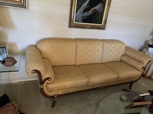 Gold Gilded Mahogany American Sofa And Chair With Gold Gilded Angel Wings